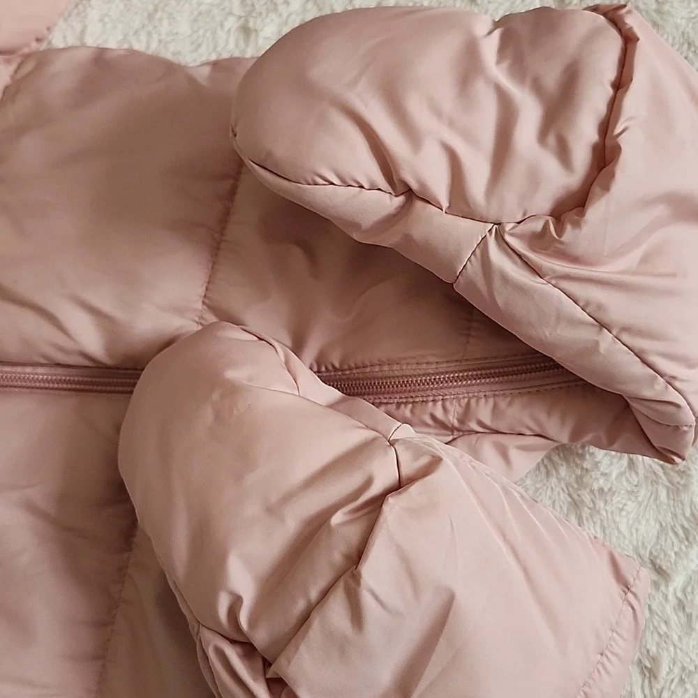 Old Navy Pink Hooded Kids Snowsuit Water-resistant, 6-12M - Picture 4 of 10